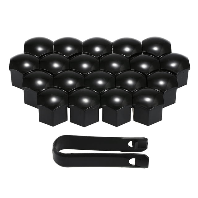 20 Pcs Couvercles d'Écrous de Roue Universels 17mm Écrous de Roue Plaqués Protecteurs de Vis Noir