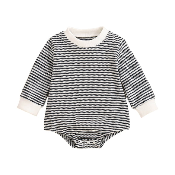 Splozh One Piece Pyjama Unisex Baby Boy Girl Romper Long Sleeve Bubble Oversized Romper Bodysuit Top Fall Clothes Dark Blue,6-12 Months