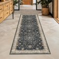 thumbnail image 1 of Black Boho Washable 2x6 Runner Rugs for Hallway Kitchen Bedroom Beside Laundry Room Bathroom Rug, Pet & Kids Friendly, Non Slip Low Pile Stain Resistant Soft Faux Wool Long 24 x 72 Floor Carpet, 1 of 8