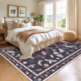 thumbnail image 3 of GlowSol 8x10 Charming Botanical Butterfly & Insect Washable Area Rug, Non-Slip Low-Pile Stain Resistant Floor Carpet for Living Room Bedroom Nursery Home Decor, Black, 3 of 9