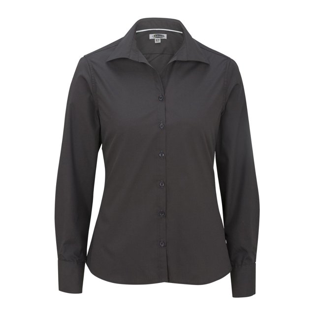 Edwards Garment Women's Matching Buttons Long Sleeve Blouse, Steele Grey, Medium