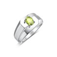 thumbnail image 4 of RYLOS Men's Rings Sterling Silver Ring Classic Solitaire 7X5MM Oval Shape Gemstone Designer Band Peridot August Birthstone Rings For Men Size 9, 4 of 5