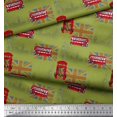 thumbnail image 3 of Soimoi Green Rayon Fabric London Theme Architectural Print Fabric by Yard 42 Inch Wide, 3 of 3