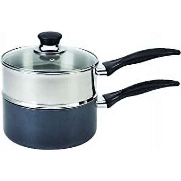 T-fal Batterie de Cuisine à Double Chaudière en Acier Inoxydable Spécial, 3 Pintes avec Poignée Phénolique, Argent