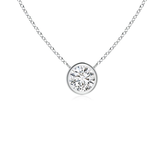 Angara Collier en Diamant Naturel - Collier Solitaire en Diamant Rond Serti Clos en Platine pour Femmes