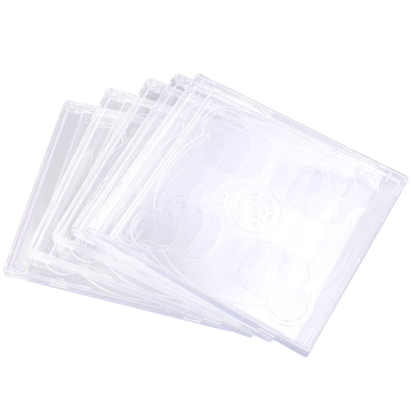 MasteelfCA 5pcs Dual CD Jewel Case with Assembled Clear Tray Standard Empty Clear Replacement DVD Case Portable CD Package Case (Transparent)