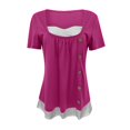thumbnail image 4 of B91xZ T-Shirts d'Entraînement Grande Taille pour Femmes Col en V Coton Manches Courtes pour Femmes, Rouge TTG, 4 of 5