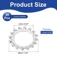 thumbnail image 2 of 30 Pack Rondelles de Verrouillage Externes en Acier Inoxydable 304, Rondelles Étoile M22 pour Vis Boulon Équipement Mécanique, Argent, 2 of 6