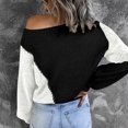 thumbnail image 4 of RKSTN Chandails pour Femmes Automne et Hiver Pull Décontracté Blouse Manches Longues Patchwork Hauts Chandail Chandails Automne, 4 of 7