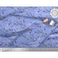 thumbnail image 2 of Soimoi Blue Poly Georgette Fabric Branch,Dot & American Robin Bird Decor Fabric Printed BTY 52 Inch Wide, 2 of 3