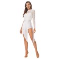 thumbnail image 2 of YONGHS Robe de Danse Lyrique pour Femmes, Dentelle Florale, Patchwork, une Épaule, Justaucorps Fluide, Blanc L, 2 of 7