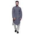 thumbnail image 1 of Atasi Button Down Asymmetric Printed Long Sleeve Rayon Kurta Pyjama Set, 1 of 4