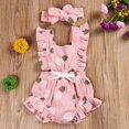 thumbnail image 2 of Summer Newborn Kid Baby Girl Clothes Ruffle Print Romper Jumpsuit Headband 2Pcs Outfits, 2 of 4