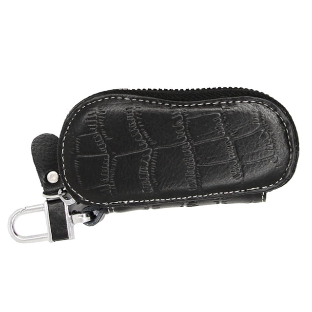 Esquirla Leather Keychain Unisex Holder Case Cowhide Car Key Chain Organizer Black
