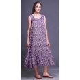 thumbnail image 2 of Bimba Améthyste3 Feuilles Florales et Pivoine Mi-Mollet Vêtement de Nuit Femme Coton Imprimé Sans Manches Robe de Nuit Maxi X-Small, 2 of 6
