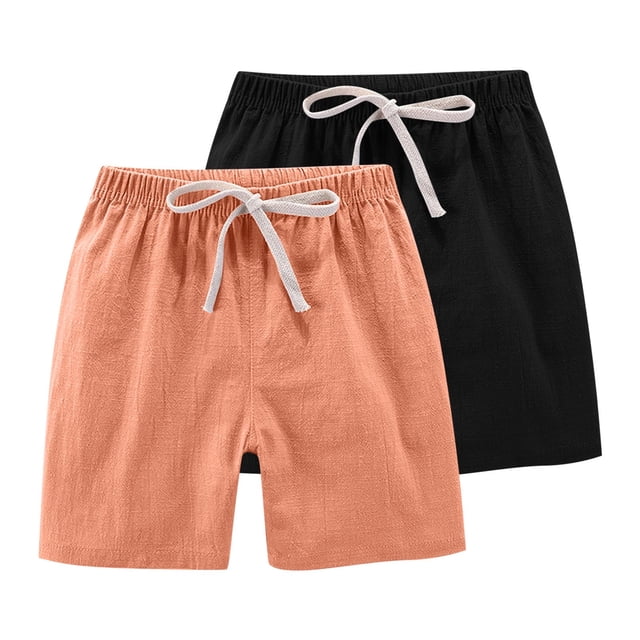 RXIRUCGD 2025 Summer Clothes for Kids 2PC Children's Summer Solid Casual Sports Shorts With Drawstring For Kids