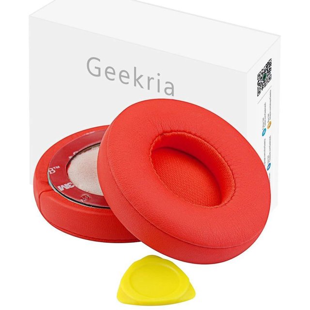 Geekria Coussinets d'Oreille de Remplacement pour Beats by Dr. Dre Solo3, Solo 3.0, 2 Rouge