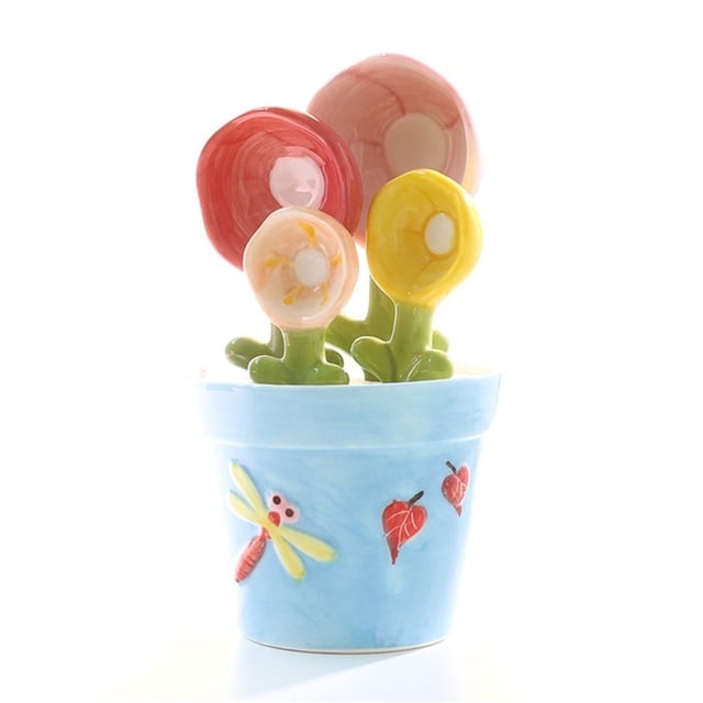 Clearance! Baking Tool-Handmades Flowers Ceramic Measuring Spoons With Boxed Gift Set Deals of The Week Unclaimed Pallets #58