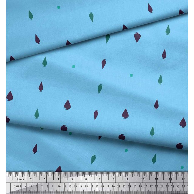 Soimoi Blue Poly Georgette Fabric Butidar Jamdani Print Fabric by the Yard 42 Inch Wide