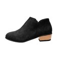 thumbnail image 2 of Women's Short Suede Pointed Toe Solid Color Sleeve Short Tube Mid Heel Retro Ankle Boots, 2 of 4