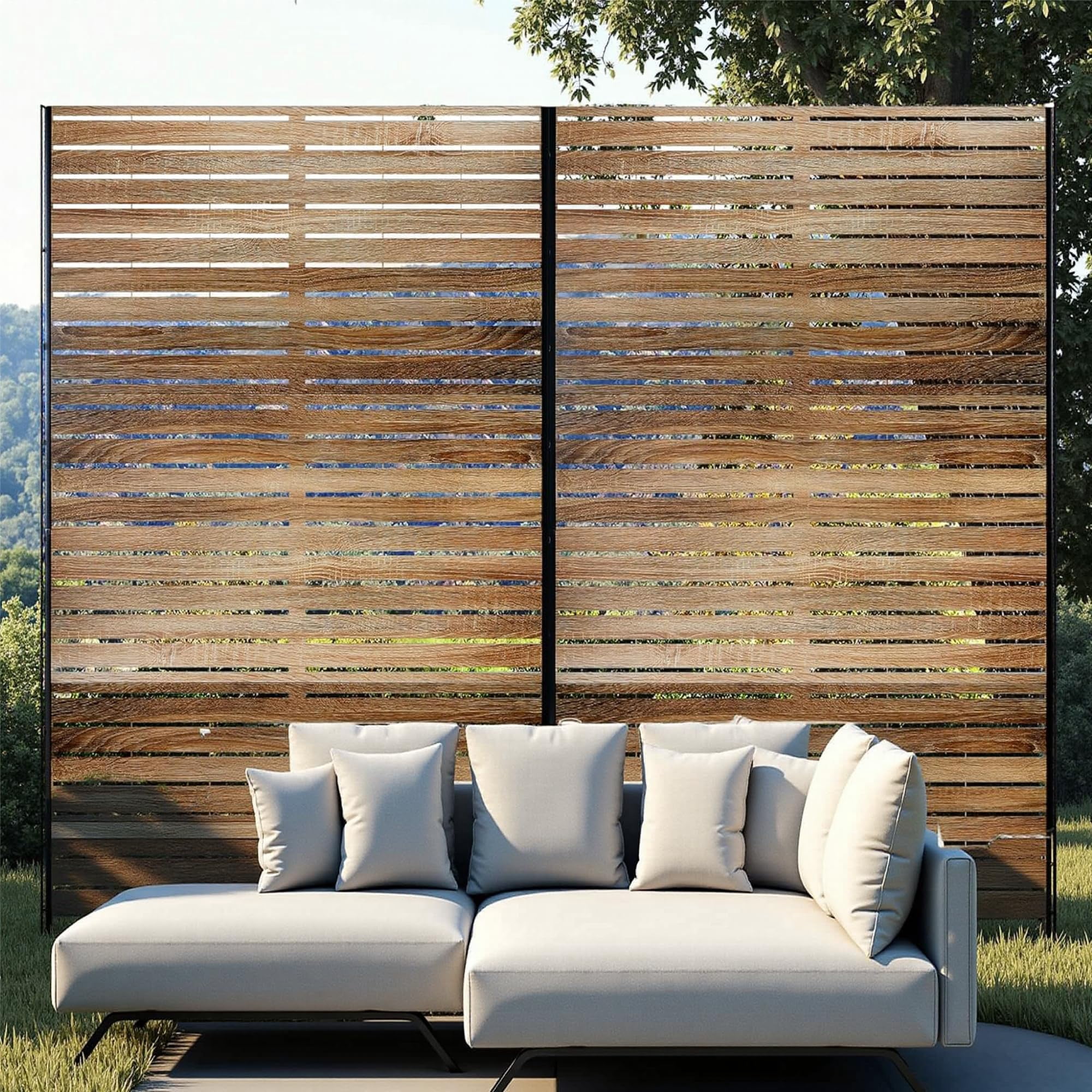 72" H x 47" W Freestanding Metal Privacy Screen - Rustproof Weather-Resistant, 0.39" Gap Decorative Fence for Patio & Garden