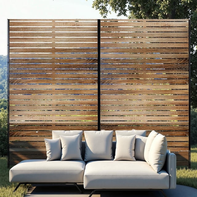 72" H x 47" W Freestanding Metal Privacy Screen - Rustproof Weather-Resistant, 0.39" Gap Decorative Fence for Patio & Garden