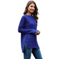 thumbnail image 2 of Innerwin Tee Col Rond T-shirt Femme Quotidien Couleur Unie T-shirt Ample Bleu P, 2 of 4