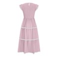 thumbnail image 4 of AherBiu Robes pour Femmes 2024 Décontracté Printemps Tendance à Blocs de Couleur Longue Robe Manches Cap A Robe Maxi, 4 of 7
