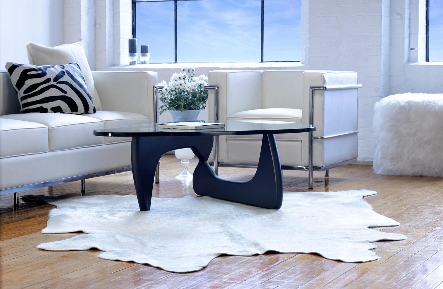 H-Natural Tapis Geneva En Peau De Vache