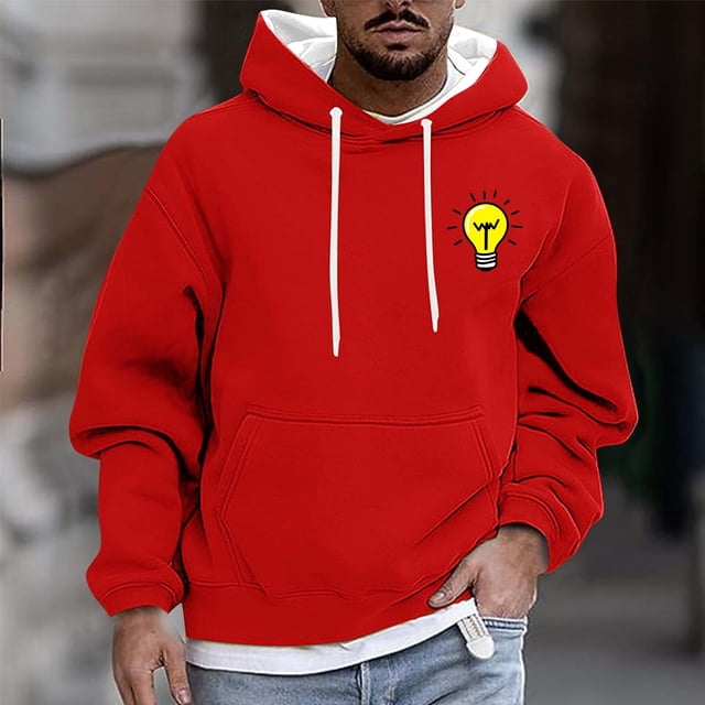 Styesk Mens Shirts Men Casual Fashion Printed Pullover Drawstring Long Sleeve Hooded Sweatshirts