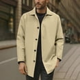 thumbnail image 2 of WRKEKC Men's Wool Blend Topcoat Classic Lapel Collar Long Sleeve Overcoat with Button Front and Pockets for Business Casual and Office Wear in Solid Color Beige L, 2 of 8