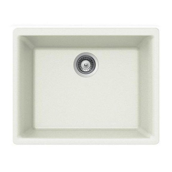 Houzer G-100U CLOUD Quartztone Series Composite Granite Undermount Single Bowl Kitchen Sink, White