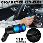 TIMIFIS 2Way Car -Cigarette Lighter Socket Splitter DC 12V Dual USB Chargers Adapter LED Gift