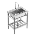 thumbnail image 1 of BeesClover Commercial Stainless Steel Kitchen Freestanding Sink,Utility Kitchen Sink with Pipe,Filter Drainer and 360° Rotatable Faucet for Laundry Yard Garage Kitchen Shop, 1 of 8