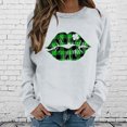 thumbnail image 2 of CEHVOM Womens Solid Shirts Round Neck Long Sleeve Tops Printed Regular Blouse Clearance, 2 of 5