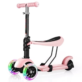 Trottinette enfant pliable 3 roues, trottinette avec roues LED, guidon réglable en hauteur, frein à friction