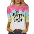 thumbnail image 1 of Dvkptbk Chemises pour Femmes Habillées Décontractées 2024 Joyeuses Pâques Hauts Graphiques Mode Décontractée Col Rond Manches Trois-Quarts T-Shirt Haut, 1 of 3