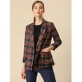 thumbnail image 3 of INSPIRE CHIC Women's Notched Lapel Double Breasted Plaid Blazer Jacket, 3 of 6