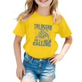 thumbnail image 1 of Crop Tops pour Enfants 9-10 Filles Vêtements pour Filles Juniors Motif Lettre Décontracté Multicolore Col Rond Manches Courtes, 1 of 4