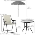 thumbnail image 3 of Outsunny Patio Dining Set with Umbrella, Folding Outdoor Patio Set, Cream, 3 of 10