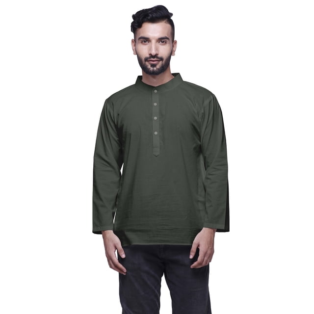 Atasi Long Sleeve Kurta For Men Solid Mandarin Collar Ethnic Shirt