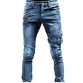 thumbnail image 1 of WEAIXIMIUNG Mens Work Overalls Winter Men's Trousers Casual Straight Mid-Rise Slim Fit Ripped Jeans, 1 of 4