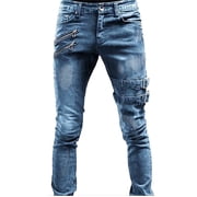 Ketyyh-chn99 Mens Baggy Jeans 2024 Men's and Big Men's Relaxed Fit Pants Fashion Casual Solid Loose Sport Pockets Long Pants Blue,M