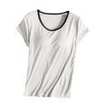 thumbnail image 2 of RKSTN Womens Tops Solid Color Crew Neck Short-sleeved Tops with Bra Pad Cup Super Soft Loose Fit Breathable Lounge Pajamas Tops, 2 of 3