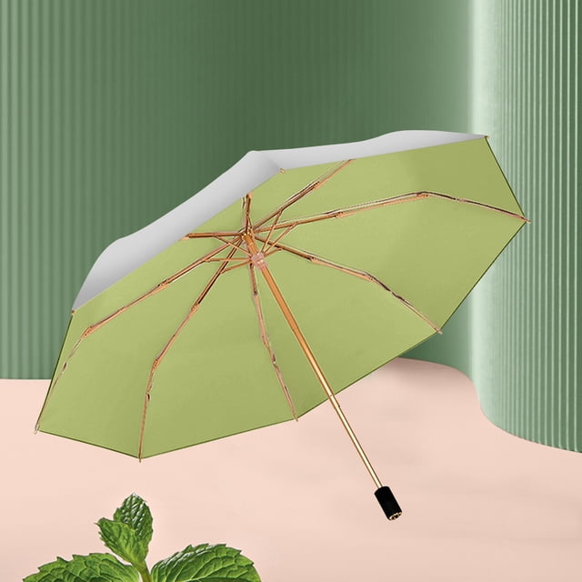 LSLJS Double Layer Titanium Plastic Travel Umbrella with Uv-Resistant Black Plastic Coating & Cool-Ing Titanium Plastic Coating 8-Rib Aluminum Alloy Umbrella Stand