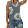 thumbnail image 1 of CHOK Débardeurs Sans Manches pour Femmes T-Shirts Hauts Décontractés Grande Taille Amples Hauts d'Été pour Femmes Col Rond Blouse Graphique à Imprimé Marguerites pour Femmes 2022, 1 of 6