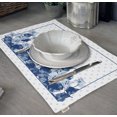 thumbnail image 3 of Vargottam Napperons - Napperon pour Table à Manger, Ensemble de 4 - Serviette en Coton Imprimée et Réversible - Napperons d'Intérieur pour Table de Maison et de Cuisine - Fleurs Bleues Aquarelle (Bleu Moyen), 3 of 5
