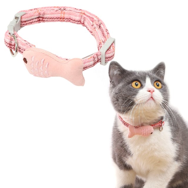 Pet Collar Checked Fish Adjustable Cat Collar Kitten Collar Pet Necklace Collar