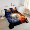 thumbnail image 4 of Erosebridal Baseball Player Bedding Toddler Comforter Set, Ice Fire Down Comforter, Sports Player Decor, Breathable 2pcs, 4 of 7