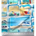 thumbnail image 1 of Soimoi Georgette Viscose Fabric Chair,Girl & Beach Surfboard Patchwork Print Fabric by The Yard 42 Inch Wide, 1 of 3